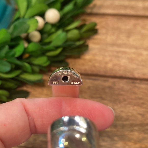 Ribbed Sterling Silver 950 Hinged Bracelet/Bangle - Picture 6 of 8